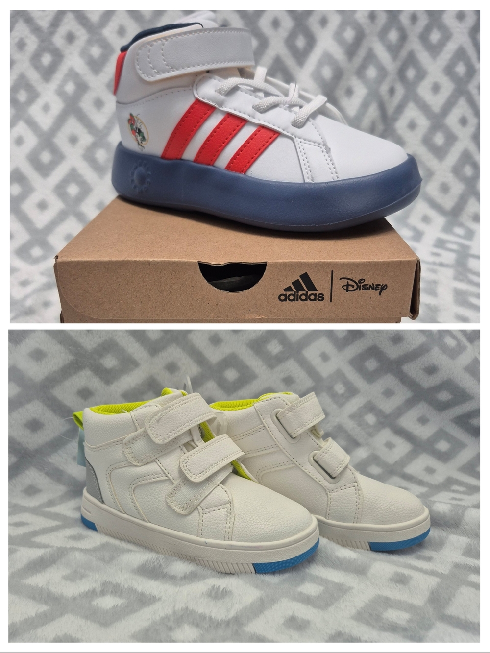 Adidas x Disney Kids Sneakers w/ Red Stripes (9.5) and Cat & Jack High-Tops (9)